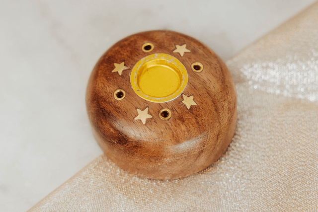 Porte encens rond en bois  