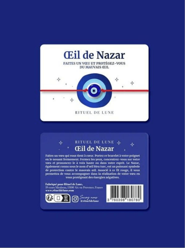 Bracelet à vœux - Œil de Nazar et fil rouge